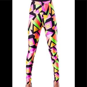 Messqueen women’s pink Kaleidoscope spandex leggings SZ XL